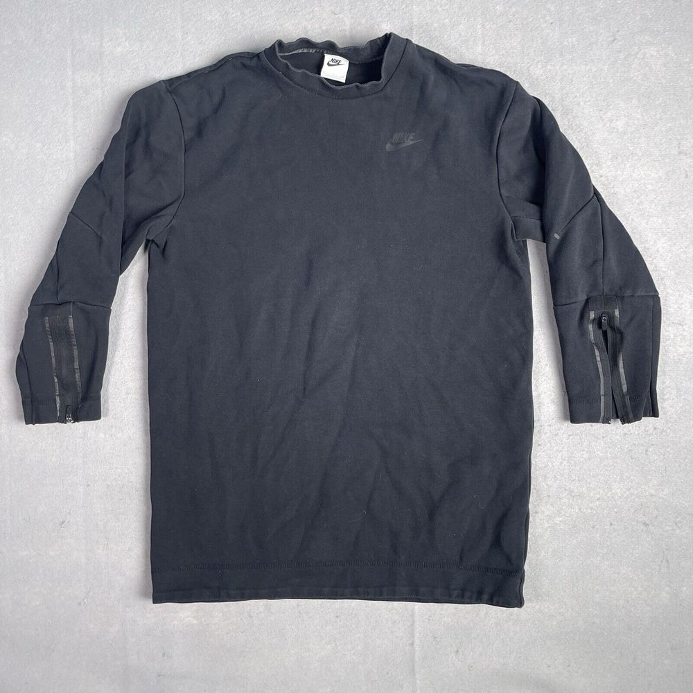 Nike Crew Neck Pull Over Sweater 3/4 Sleeve Men Small Black
